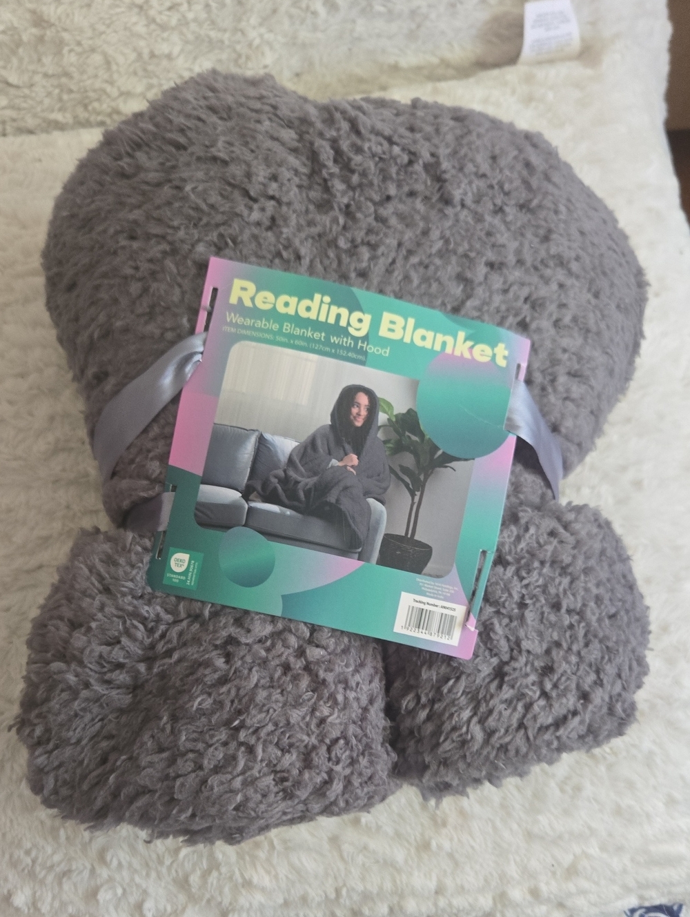 Reading Blanket Wearable Hooded Blanket - Gray